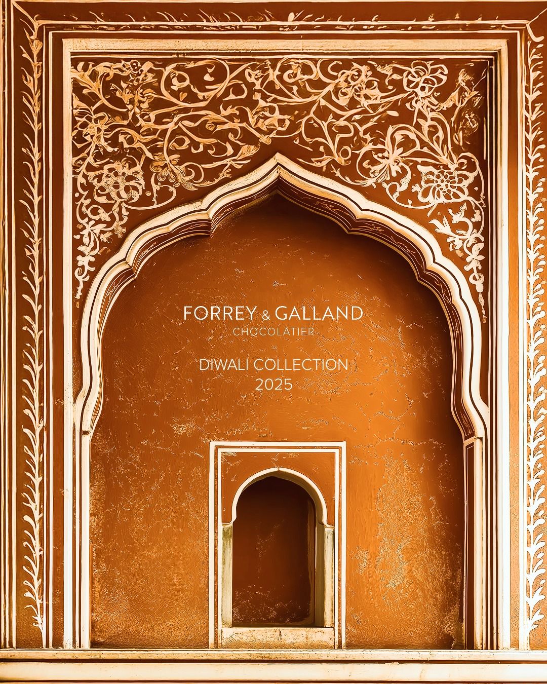 Diwali Instagram post: Ornate Rajasthani arched niche in saffron plaster