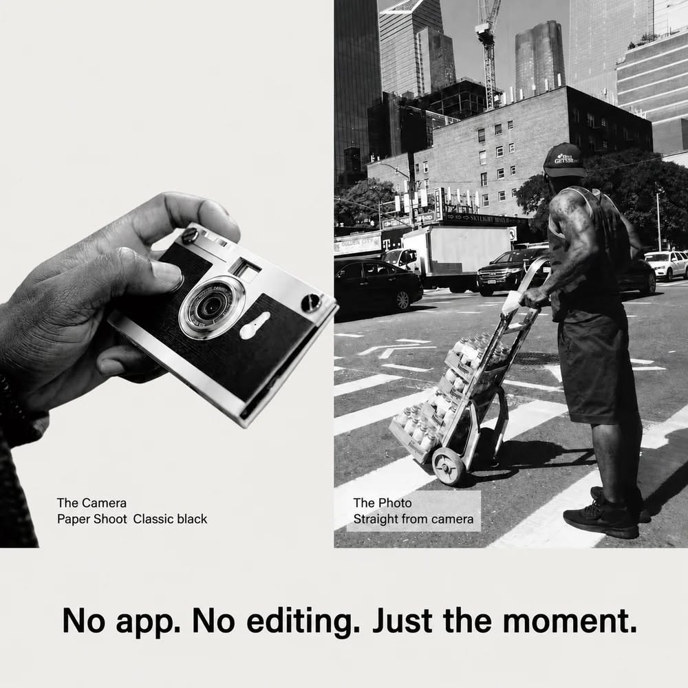 Instagram post: Analog camera contrasts edited digital imagery