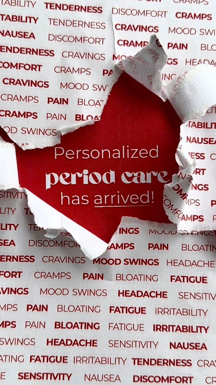 Period Care & Feminine Hygiene creative ad: Torn-paper reveal personalizes period care