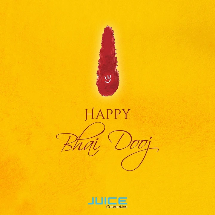 Bhai Dooj creative ad: Red vermilion tilak stroke with rice grains