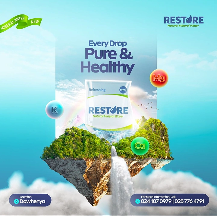 Packaged Drinking Water creative ad: Floating nature island visualizes purity