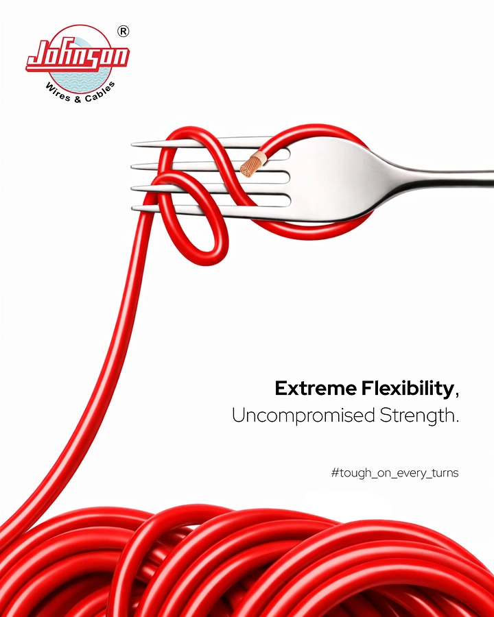 Hardware Stores creative ad: Fork twirling a red electrical cable like spaghetti