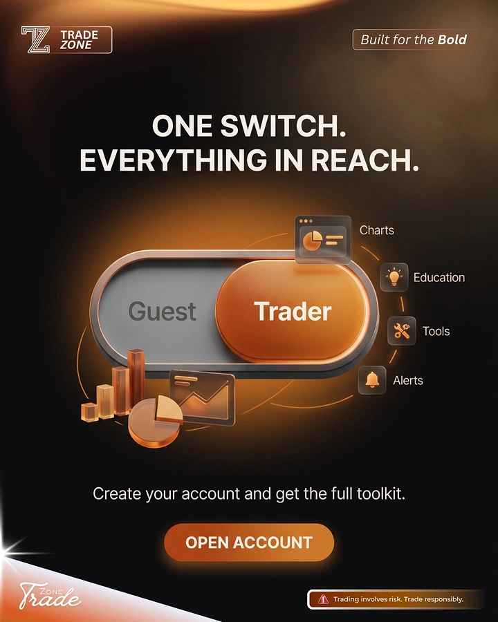 Stock Brokers & Investing creative ad: Guest-to-Trader toggle switch metaphor