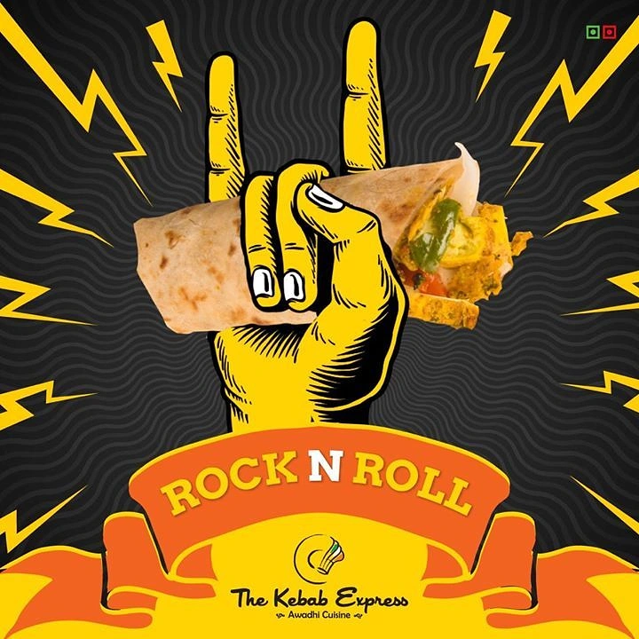 Arabic & Middle Eastern Restaurants creative ad: Kebab turned into rock-and-roll imagery