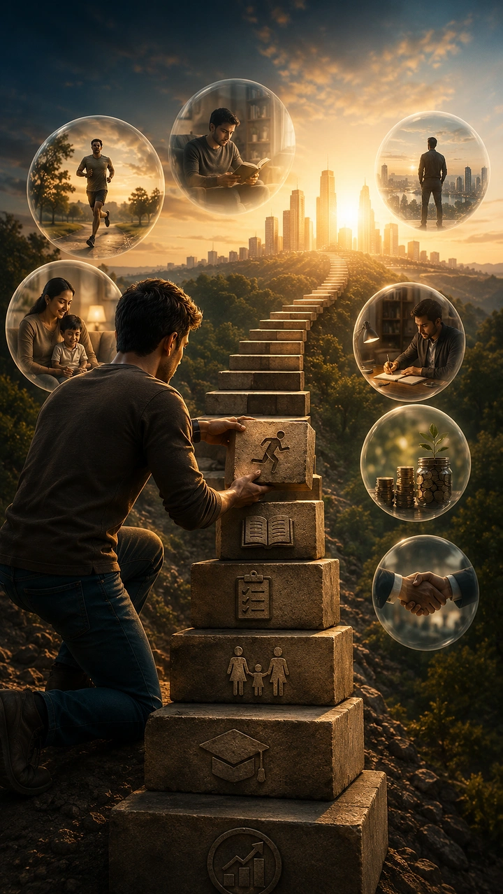 Life & Business Coaches creative ad: Staircase maps progress to future possibilities