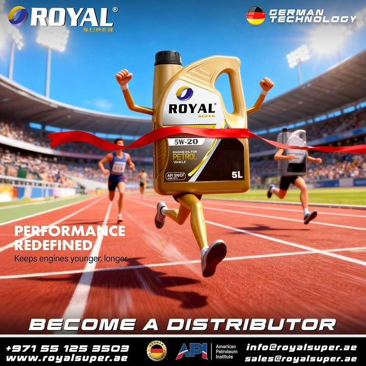 Engine Oil & Lubricants creative ad: Oil performance translated into track athletics