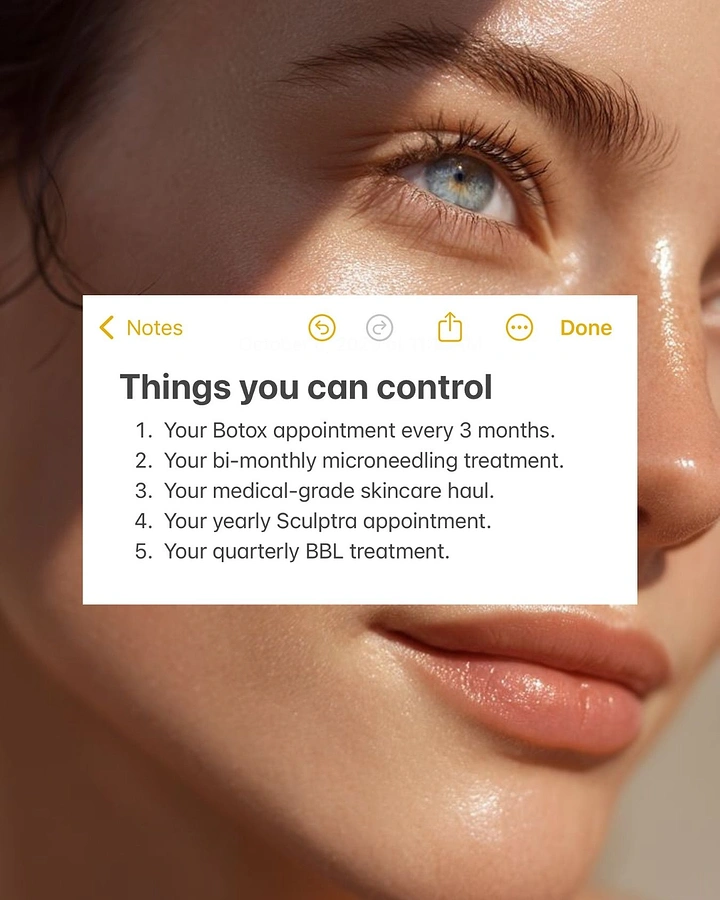 Skin & Cosmetic Clinics creative ad: Phone notes list as treatment plan
