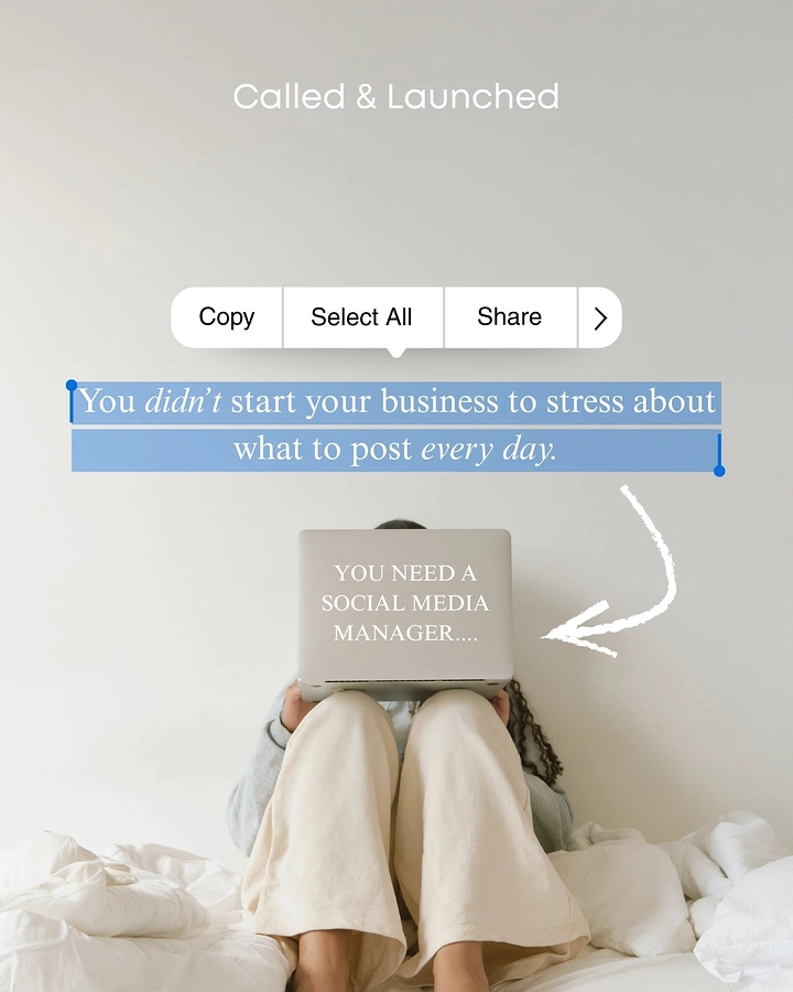 Agency creative ad: Text-selection UI overlay, relatable stress hook