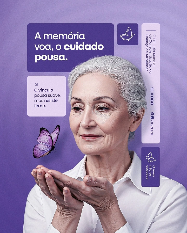 Senior Care creative ad: Memory butterfly flies, care lands