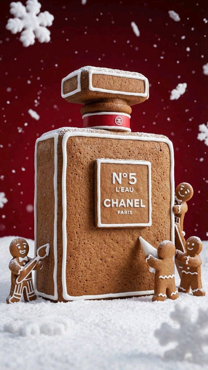 Christmas Story: Perfume bottle made of gingerbread decorated by gingerbread men