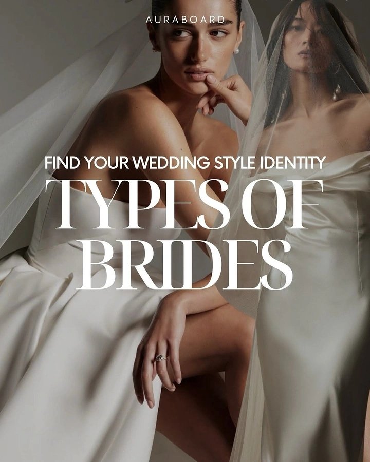 Fashion creative ad: Two brides in flowing white veils and sculptural bridal gowns