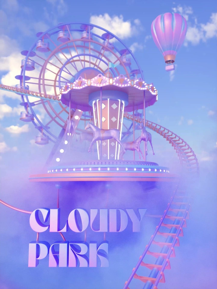 Amusement & Water Parks creative ad: Dreamy park floating in clouds