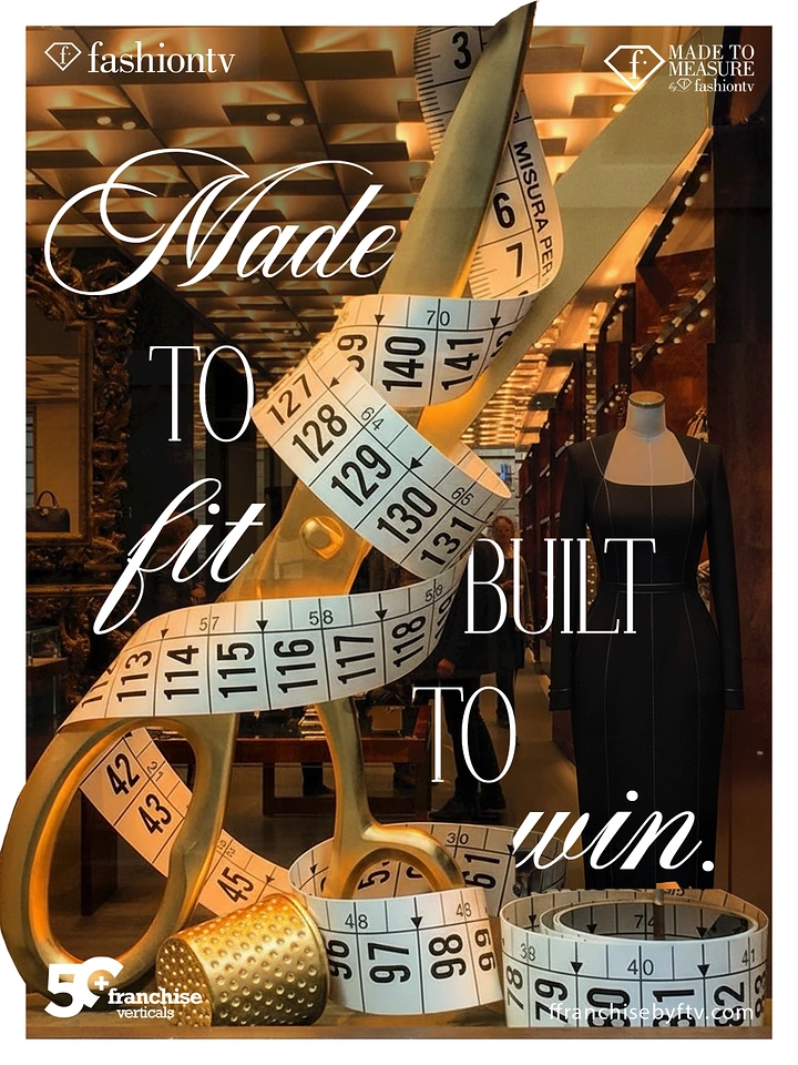 Tailors & Alterations creative ad: Measuring tape weaving through 'Made to fit' type