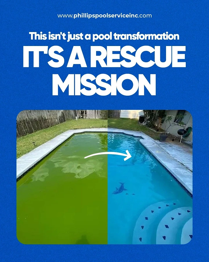 Swimming Pools & Pool Care creative ad: Rescue mission metaphor for pool cleaning