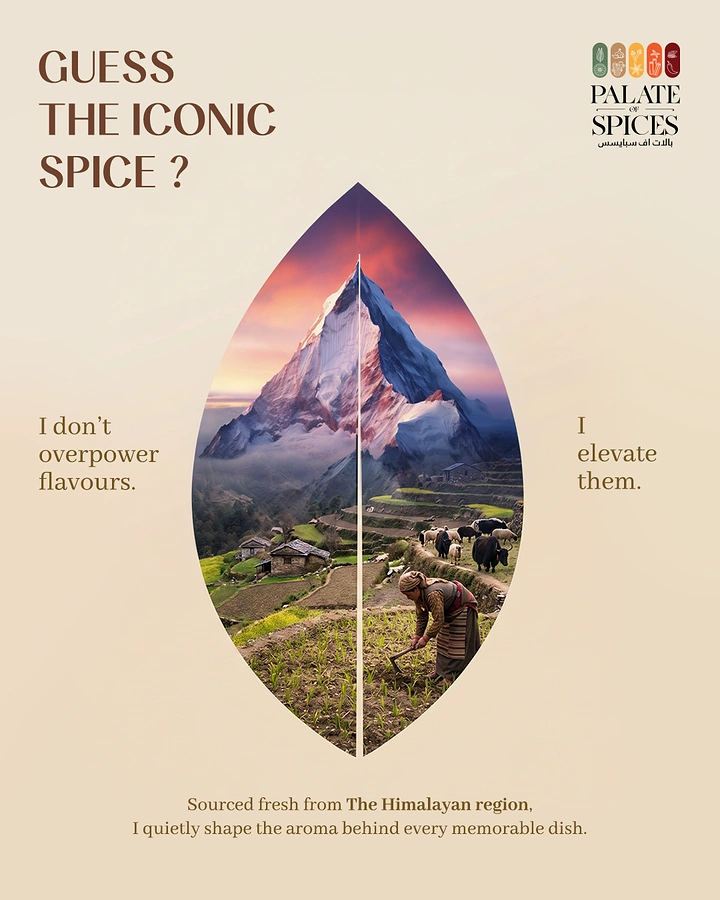 Spices & Masala Brands creative ad: Leaf shape reveals Himalayan origin