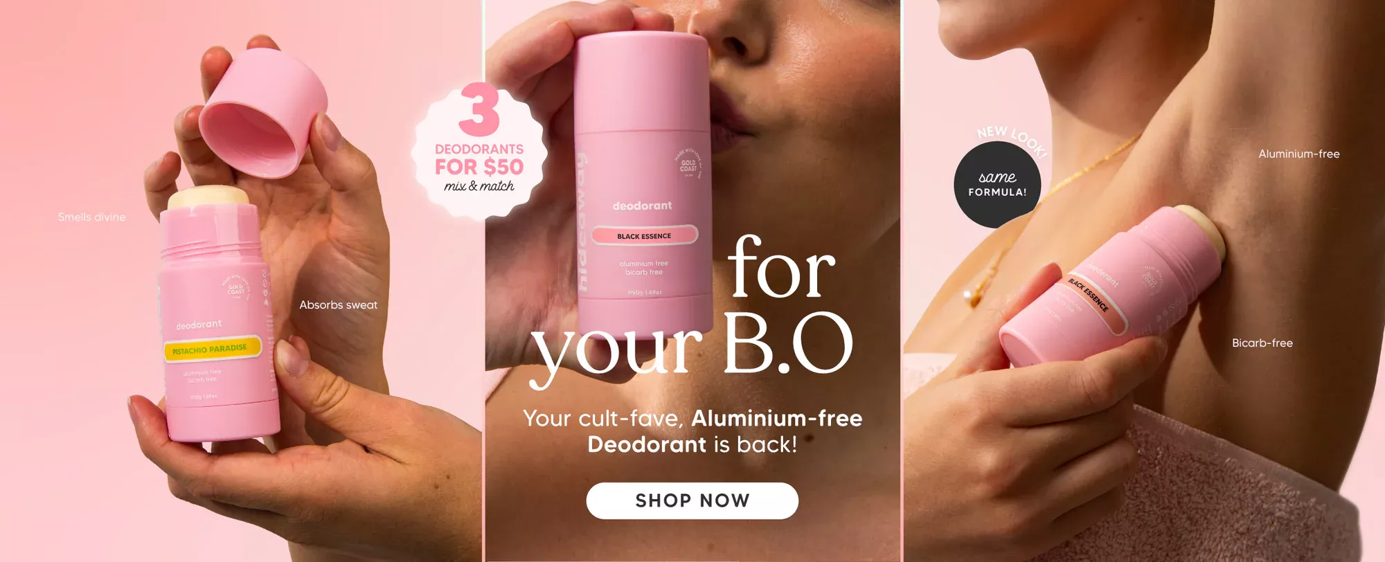 Banner: Cheeky B.O. copy anchors product strip
