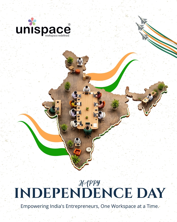 Independence Day creative ad: India map made into a top-down coworking office floor