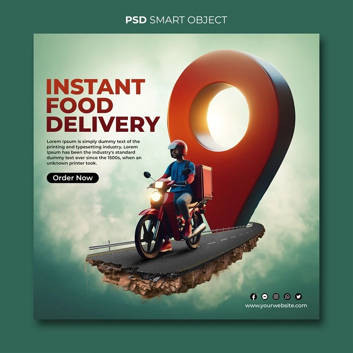 Food Delivery Apps creative ad: Delivery road becomes a memorable visual metaphor