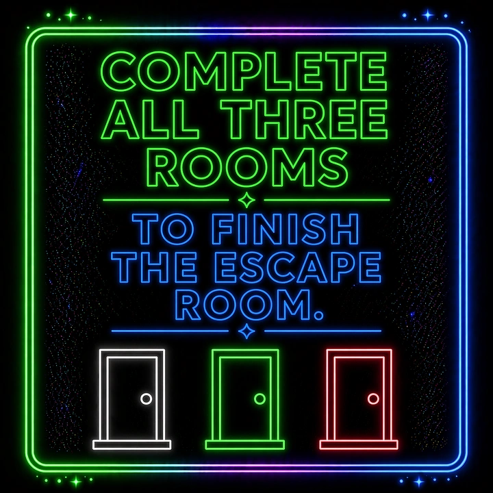 Escape Rooms creative ad: Three neon doors visualize completion
