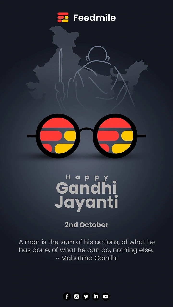 Gandhi Jayanti creative ad: Round spectacles with lenses filled by the brand's logo pattern