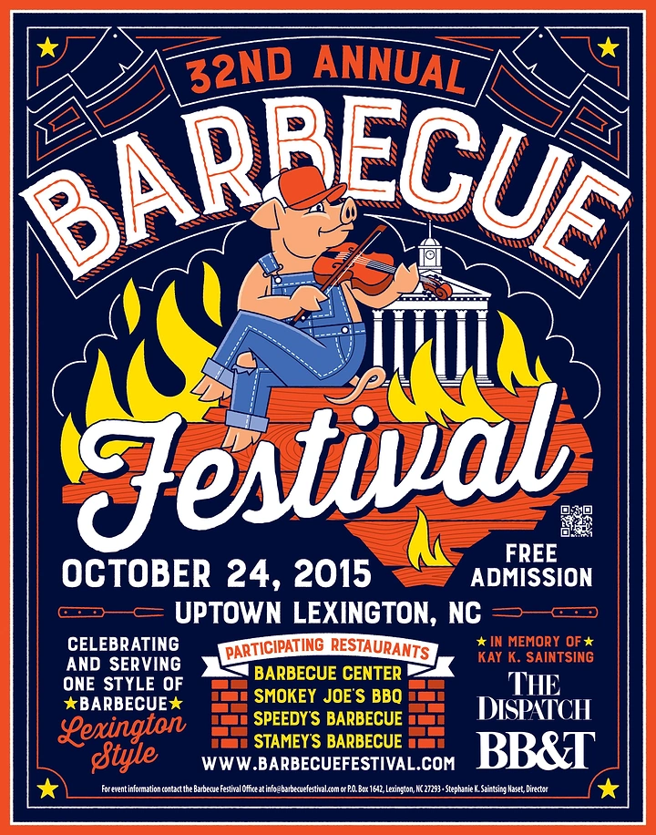 BBQ & Grill Restaurants creative ad: Excellent illustrated festival world-building