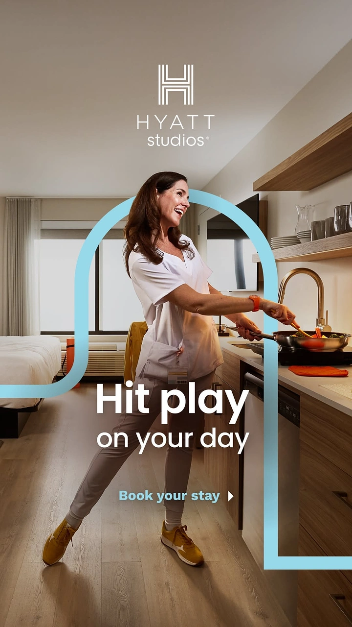Vacation Rentals & Holiday Homes creative ad: Arch doorway frames playful hotel escape