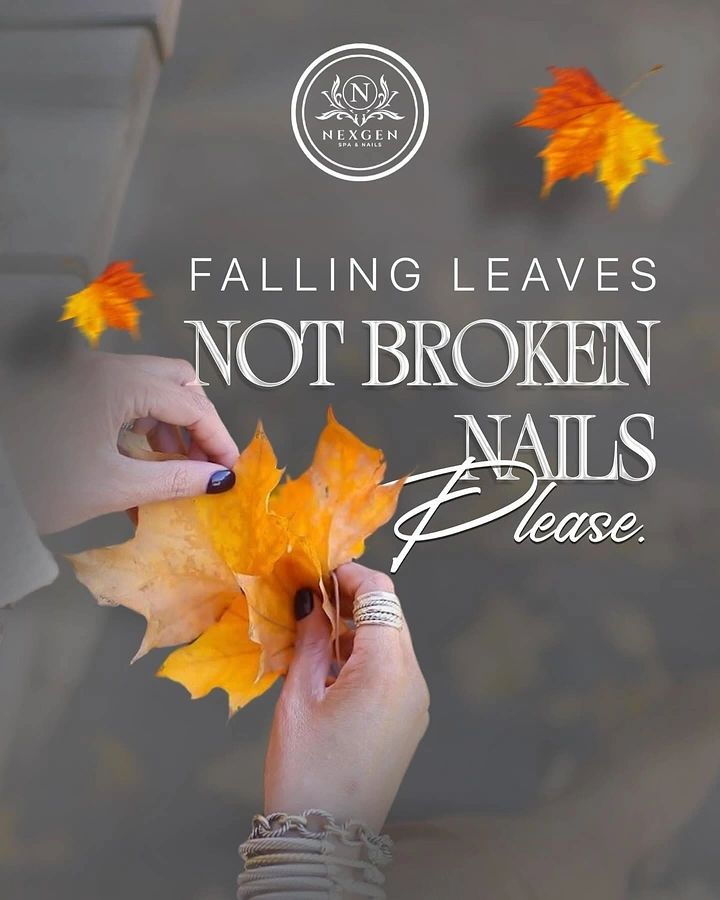 Nail Salons creative ad: Witty copy: falling leaves, not broken nails