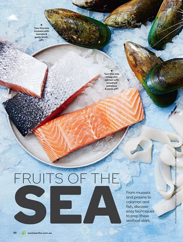 Seafood Restaurants creative ad: Seafood variety presented as visual abundance