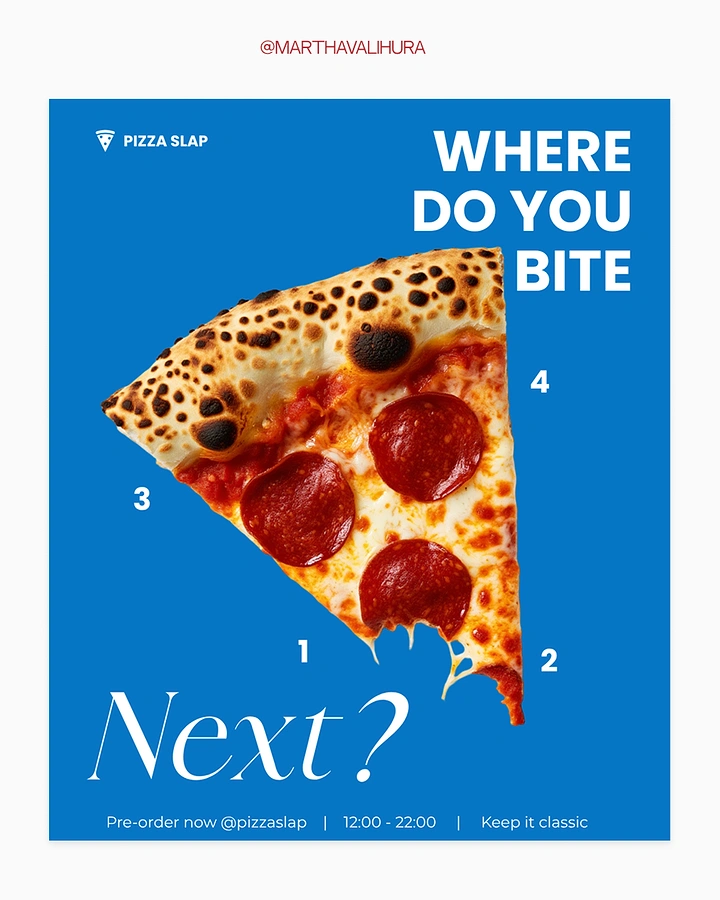 Cloud Kitchens & Food Trucks creative ad: Numbered pizza slice bite-order game