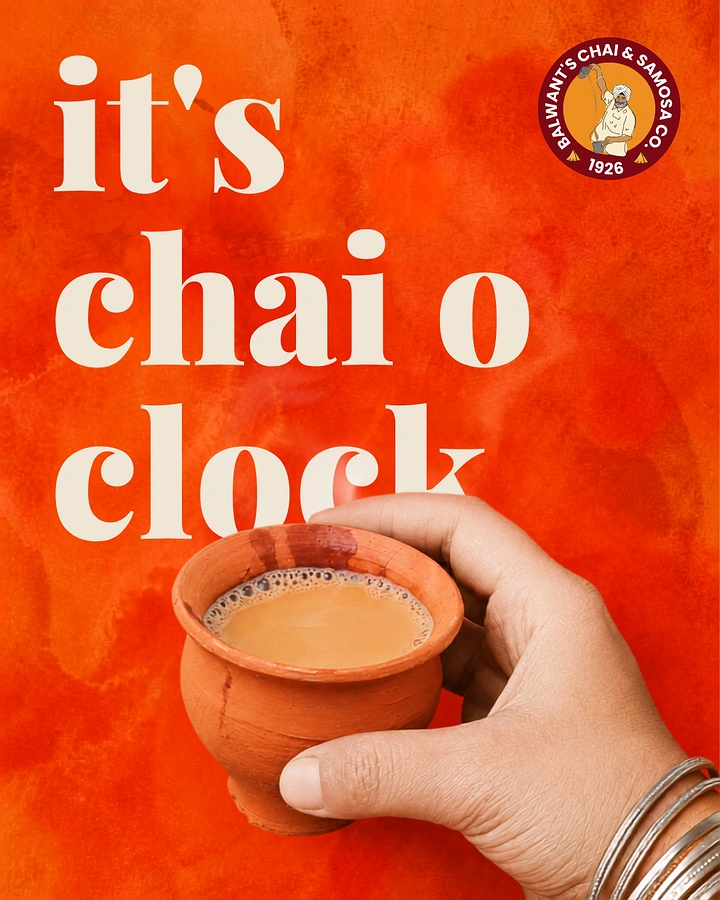 Tea & Chai Brands creative ad: Chai o'clock pun, bold branded poster