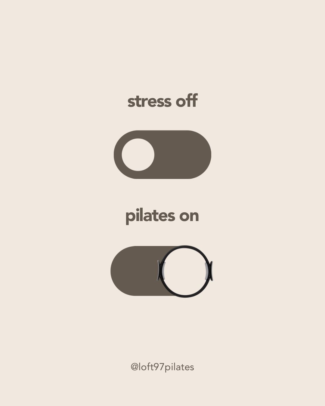 Instagram post: Toggle interface turns Pilates into stress remedy