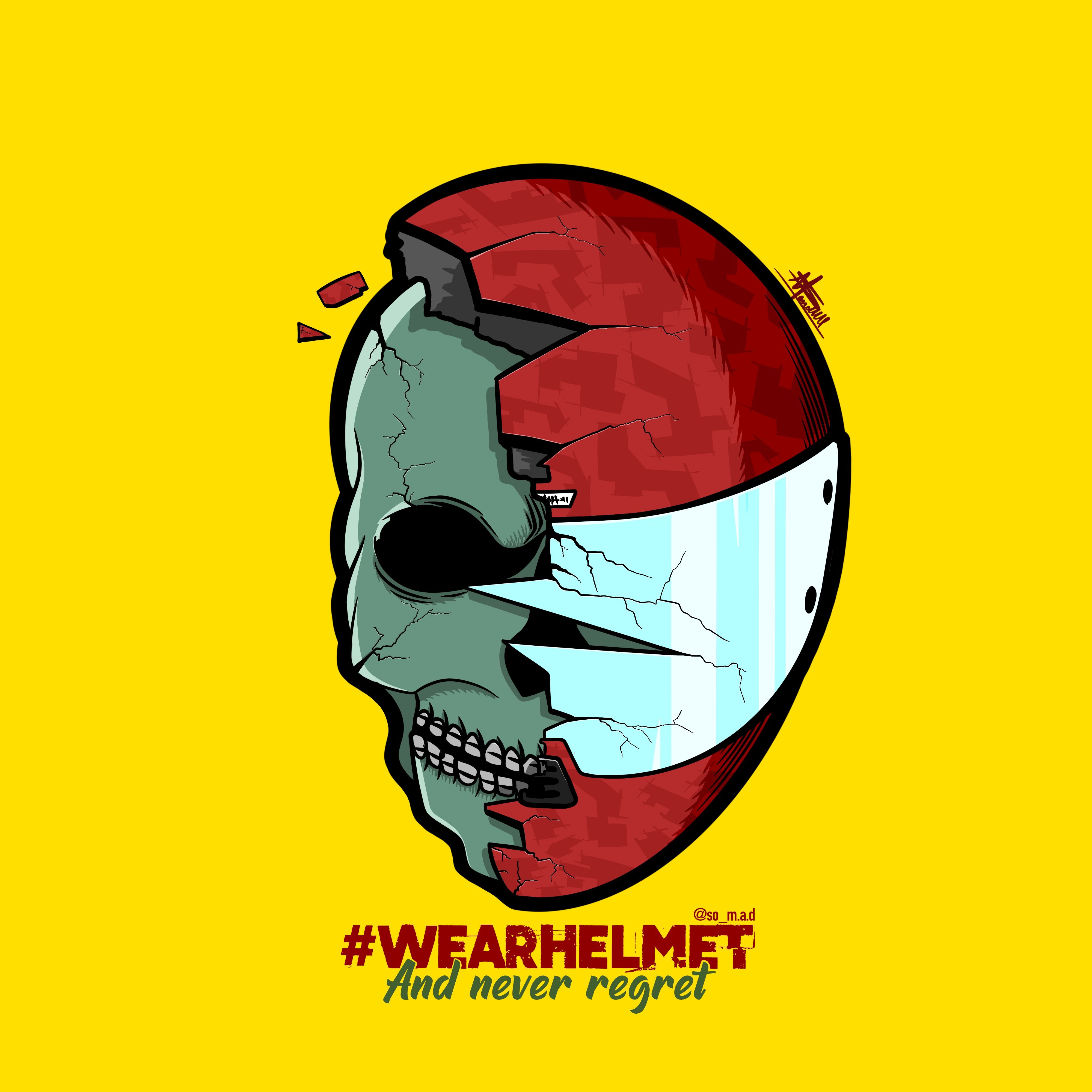 Instagram post: Skull helmet drives witty safety campaign