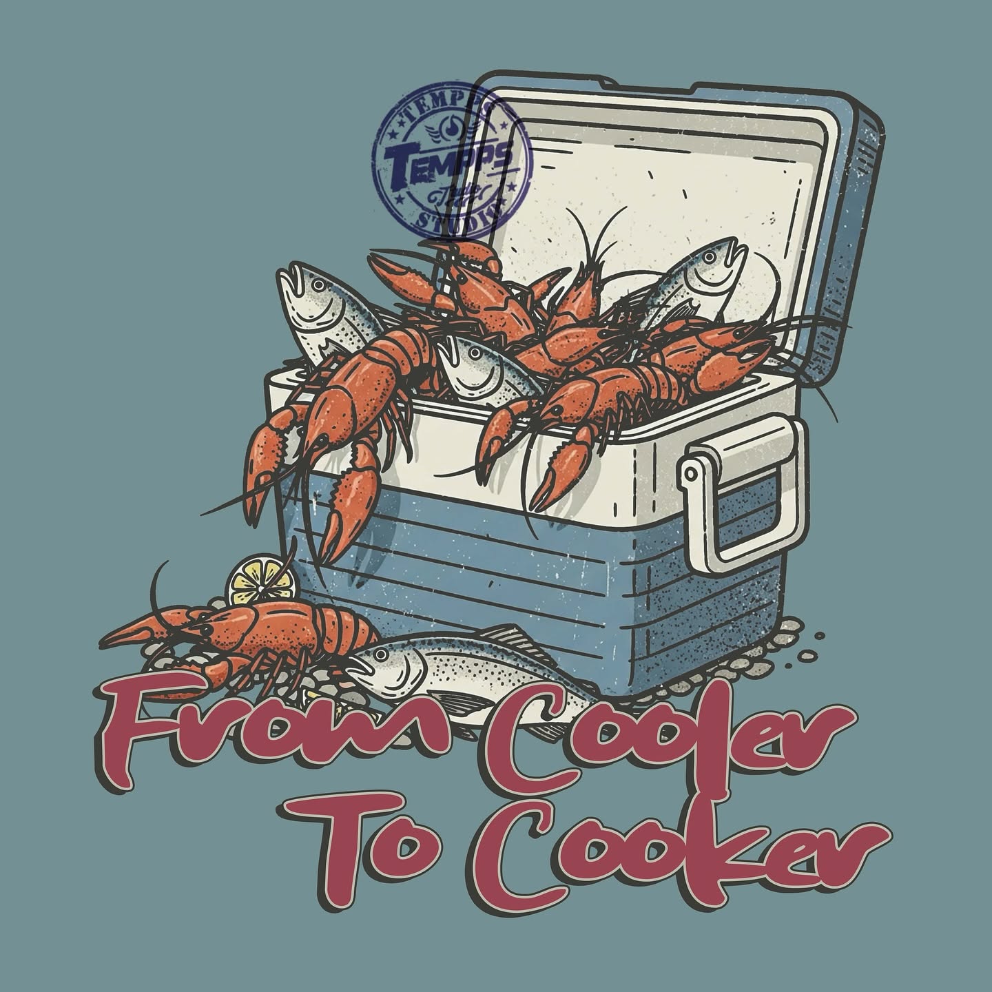 Instagram post: Playful cooler-to-cooker seafood pun, slide 2