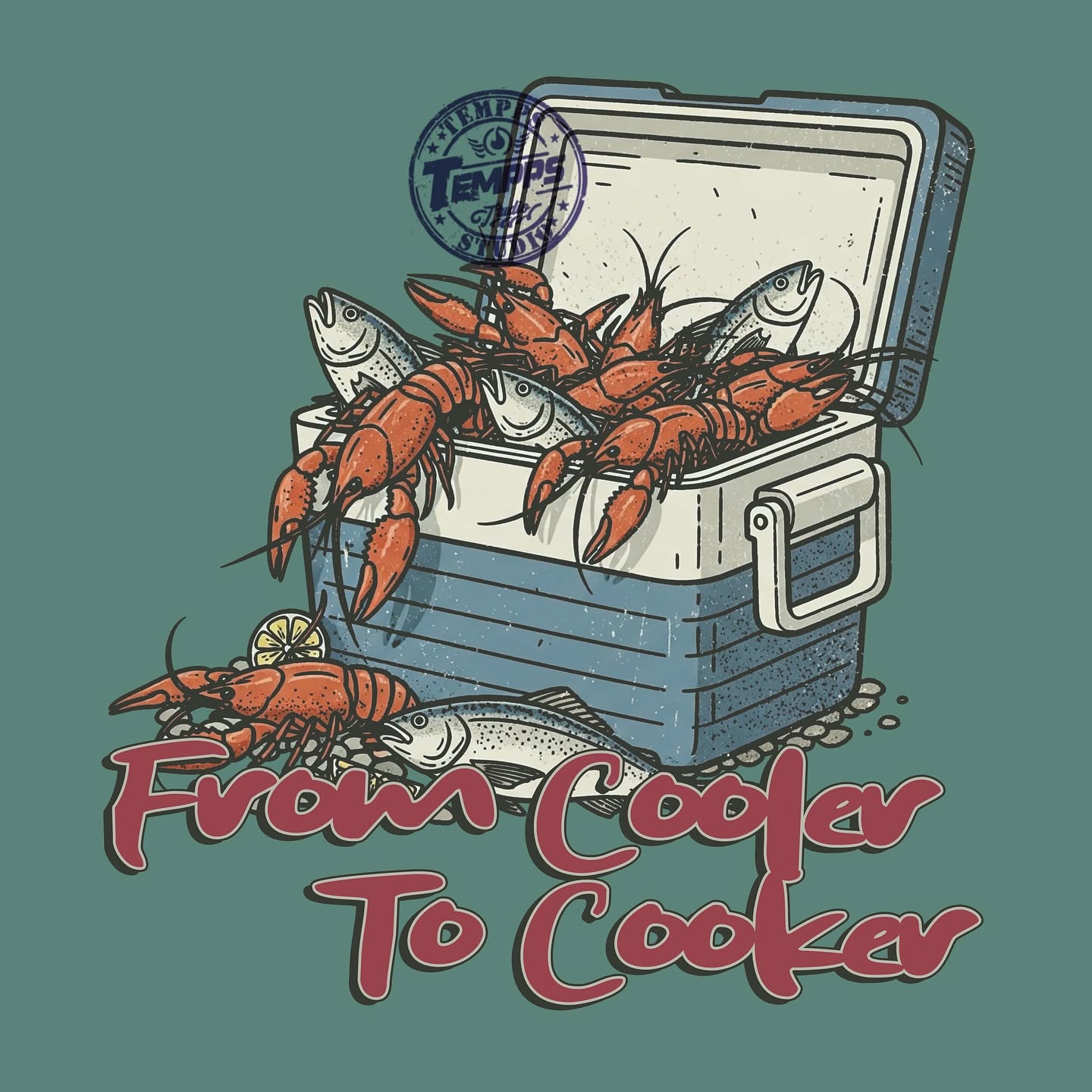 Instagram post: Playful cooler-to-cooker seafood pun, slide 4