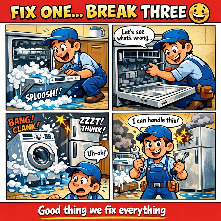 Appliance Repair creative ad: Comic pun makes repair memorable