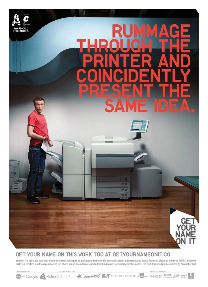 Printing Shops creative ad: Witty copy about coincident printer ideas
