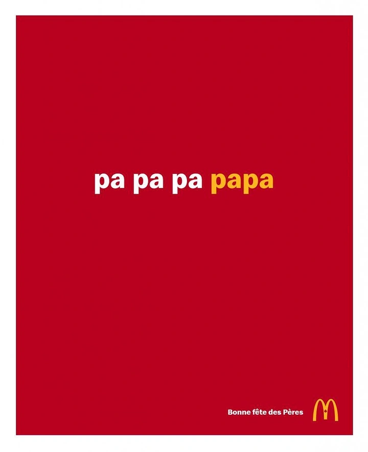 Father's Day creative ad: Typographic line spelling out a baby's first word 'papa'