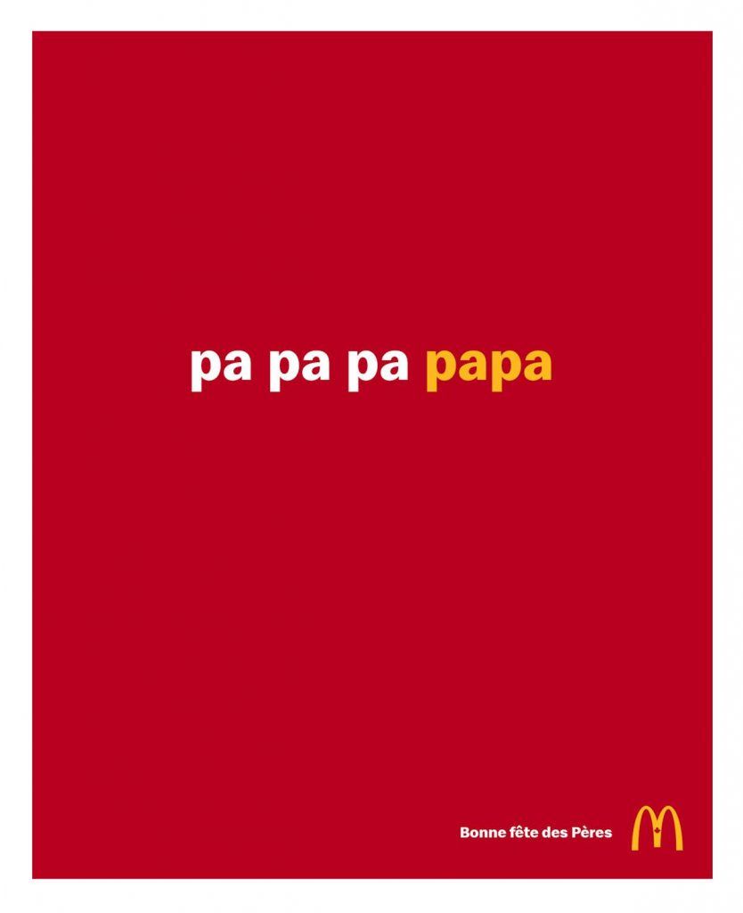 Typographic line spelling out a baby's first word 'papa'