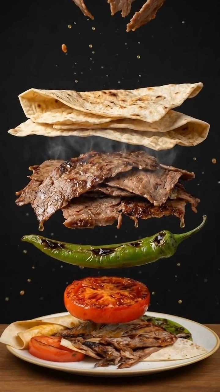 Arabic & Middle Eastern Restaurants creative ad: Exploded kebab creates striking ingredient reveal