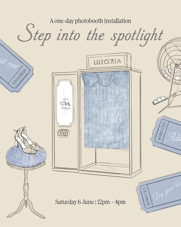 Photo Booth Rentals creative ad: Booth reframed as vintage spotlight dressing room