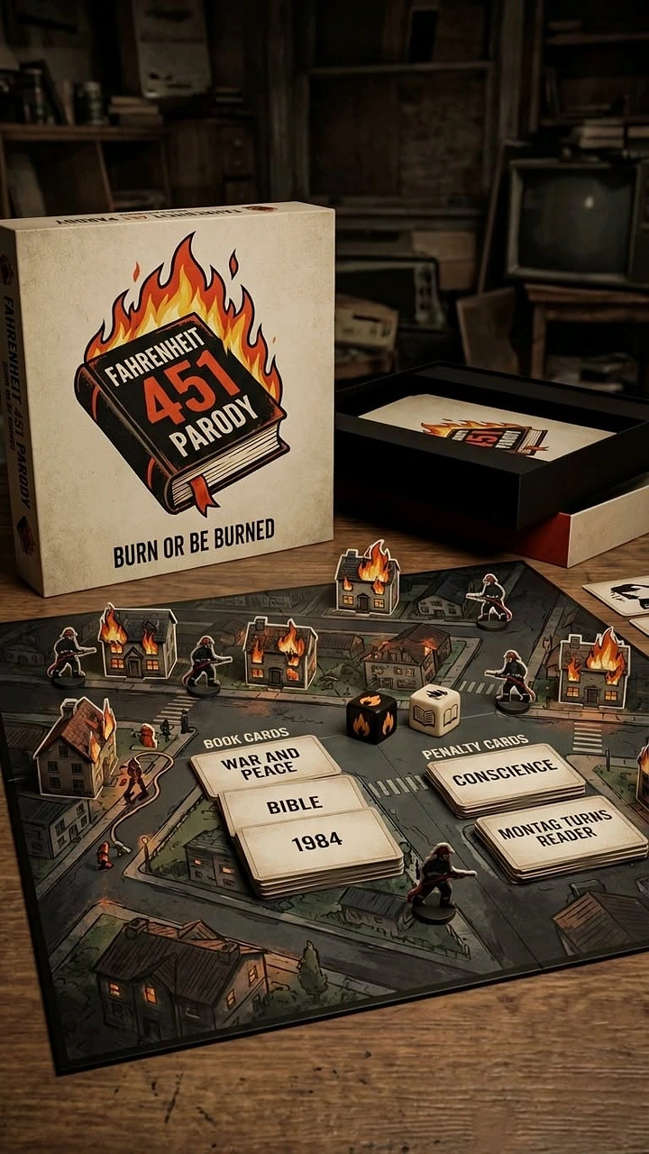 Board Games & Game Cafes creative ad: Fiery board-game battle and burn pun