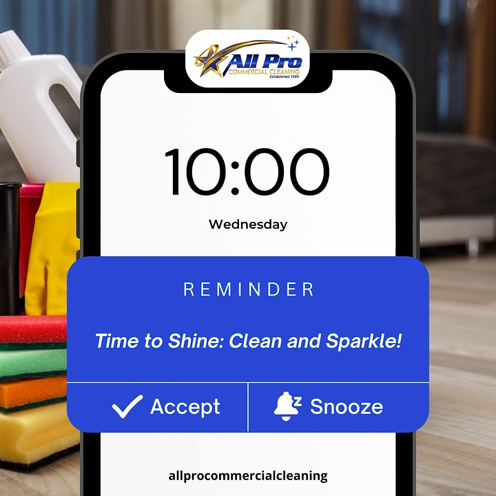 Cleaning Services creative ad: Phone alarm reminder as cleaning nudge