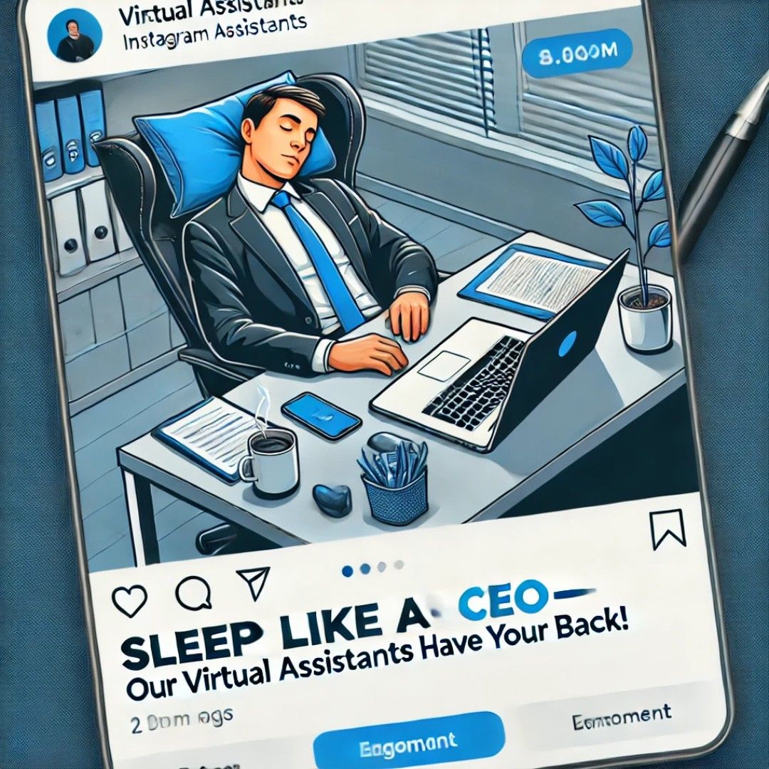 Instagram post: Sleep-like-a-CEO assistant metaphor