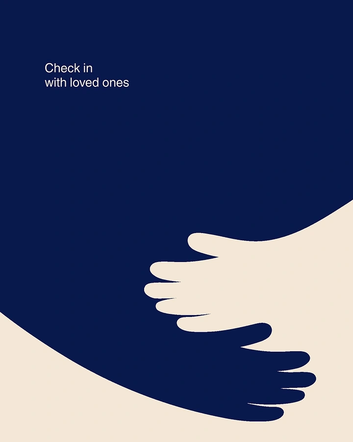 Wellness & Ayurveda creative ad: Two abstract shapes hugging with interlocking hands