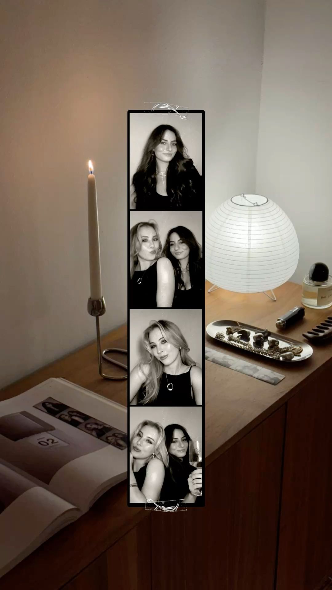 Story: Photo strip staged inside room scene