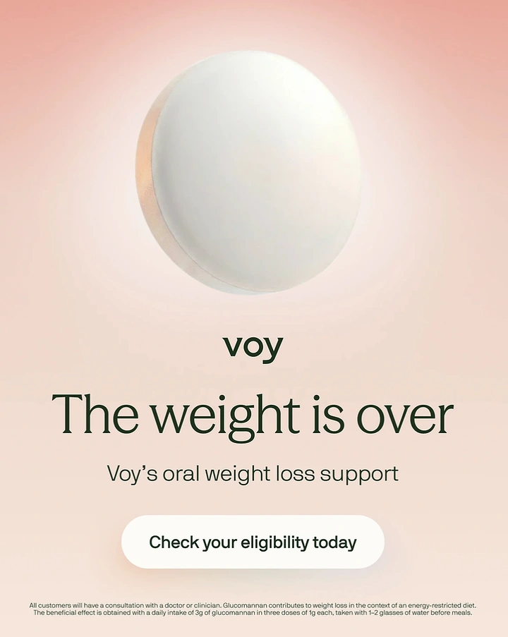 Weight Loss Clinics creative ad: Floating weight metaphor with polished restraint
