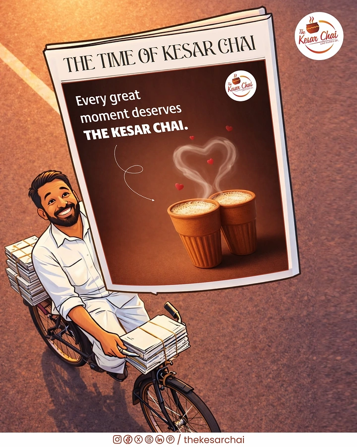 Tea & Chai Brands creative ad: Newspaper parody 'Time of Kesar Chai'