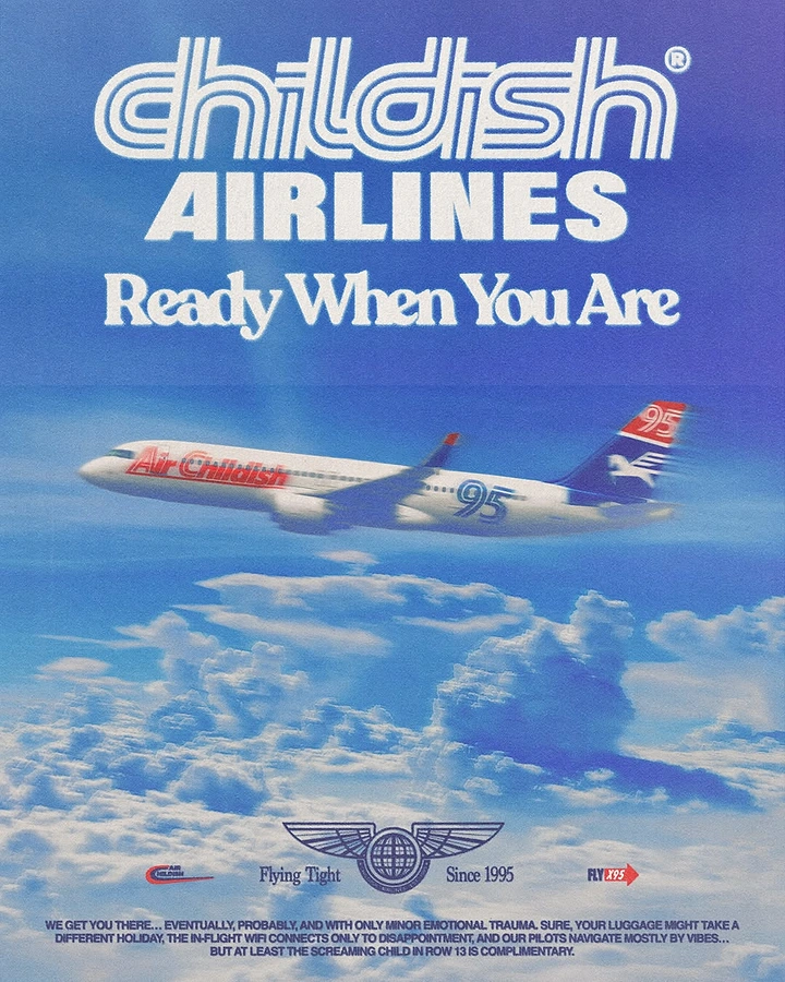 Creative ad: Retro-liveried jet flying over clouds