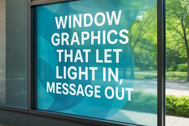 Window Tinting & Car Wraps creative ad: Light-in, message-out window metaphor