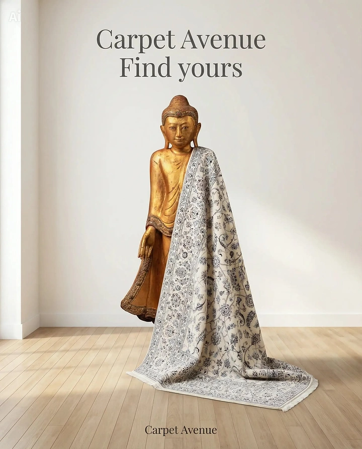 Rugs & Carpets creative ad: Rug styled as statue clothing